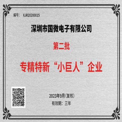 2023年9月，國(country)微電子被工業和(and)信息化部中小企業局再次認定爲(for)國(country)家級專精特新重點“小巨人(people)”企業